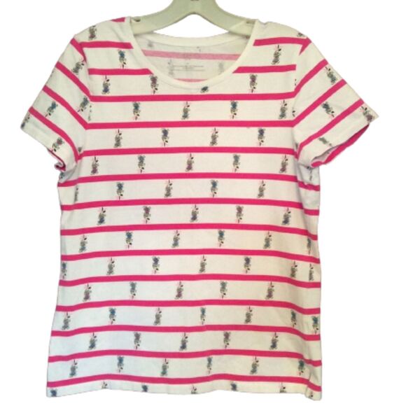 TALBOTS SIZE MEDIUM ABSTRACT PiNEAPPLE NOVELTY PRINT COTTON SHORT SLEEVE T SHIRT - Picture 1 of 6